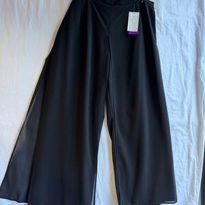 J.R. Nites Woman Black Chiffon Overlay Elegant Wide Leg Pants-Plus Size 18W NWT